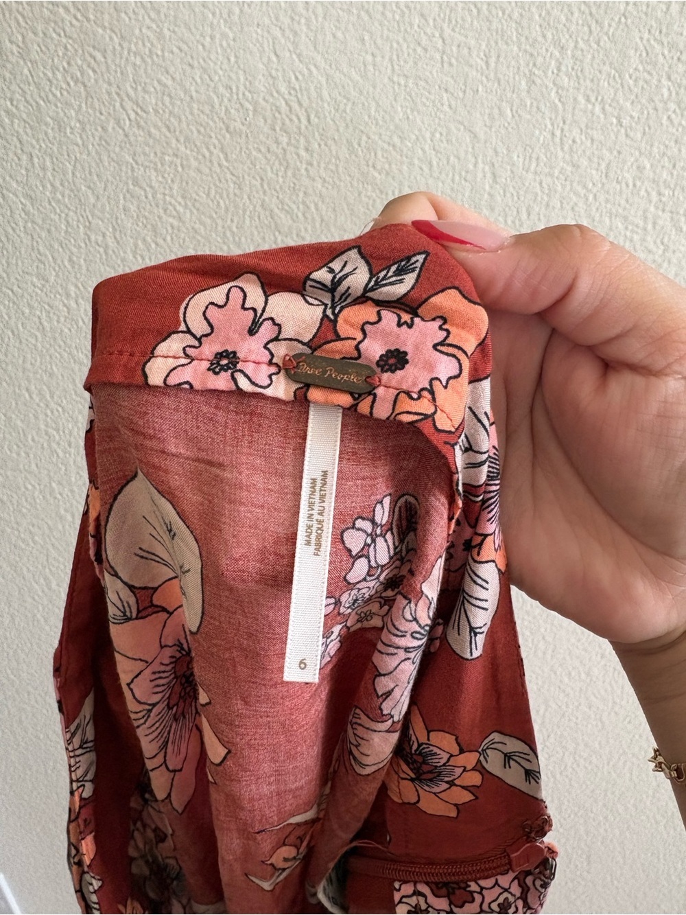 Free People Rust Floral Tie-Front Midi Skirt burnt orange color - Picture 4 of 4